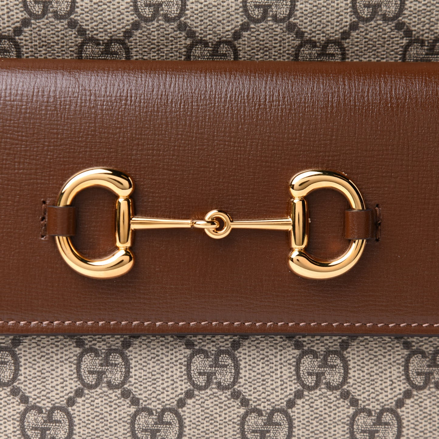 GG Supreme Monogram Small Horsebit 1955 Shoulder Bag Beige Brown Sugar