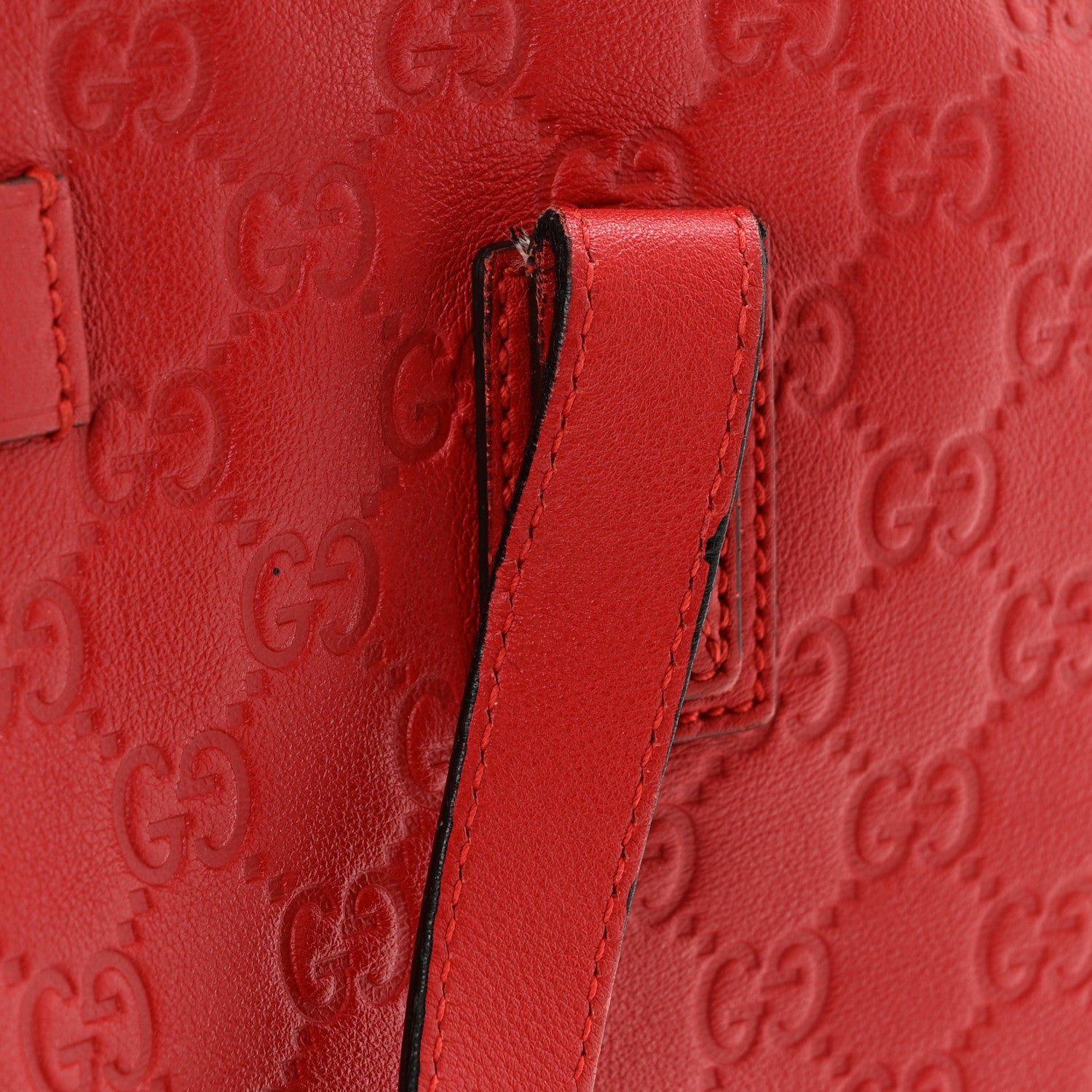 Gucci Guccissima Medium Zippered Shopping Tote Red 12 of 12