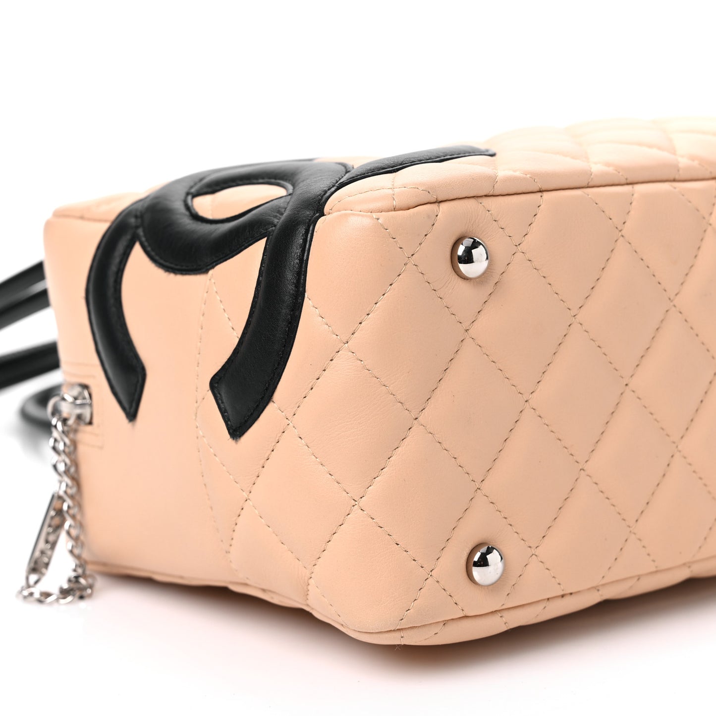 Calfskin Quilted Large Cambon Bowler Beige Black
