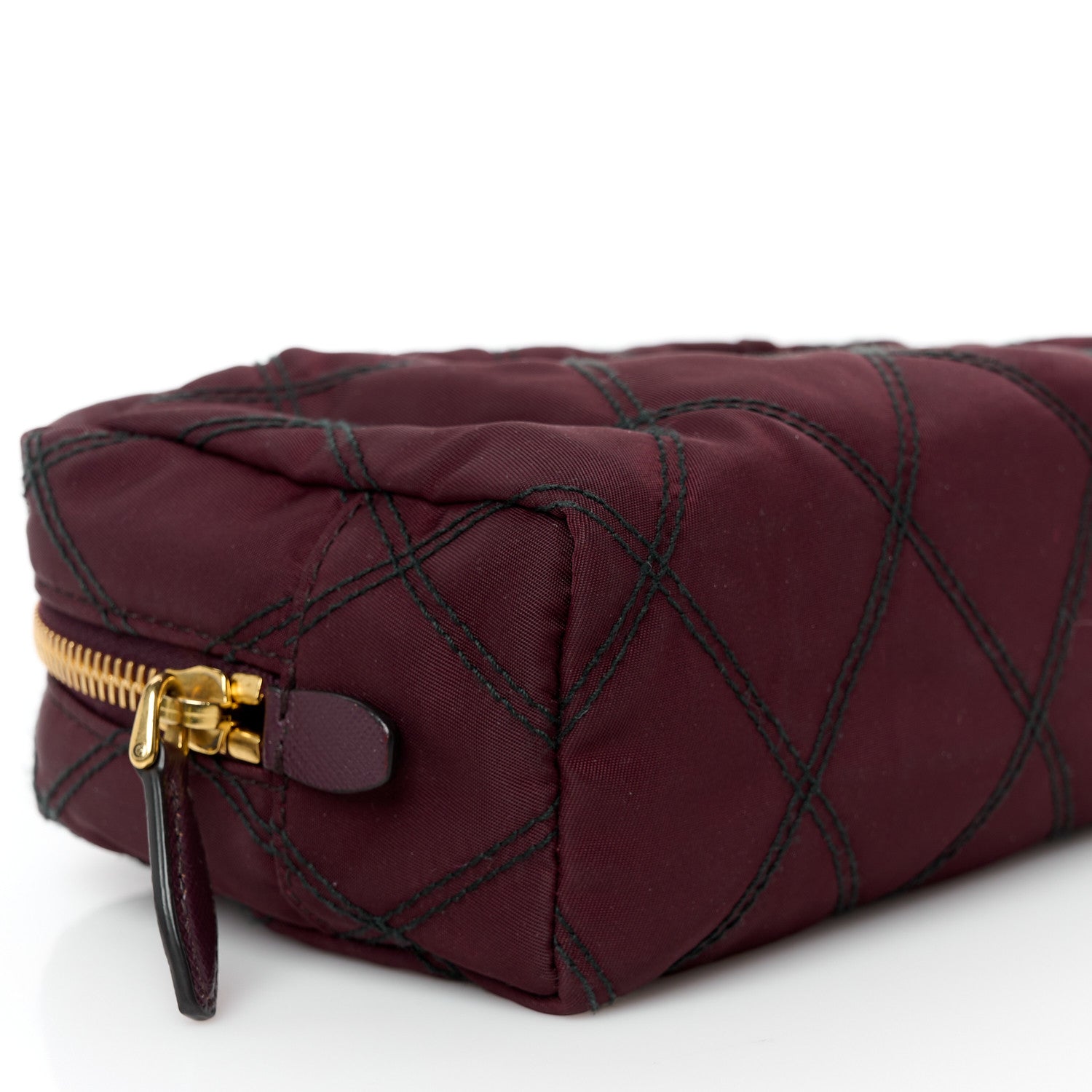 Prada Tessuto Nylon Saffiano Impunturato Quilted Wristlet Granato 9 of 10