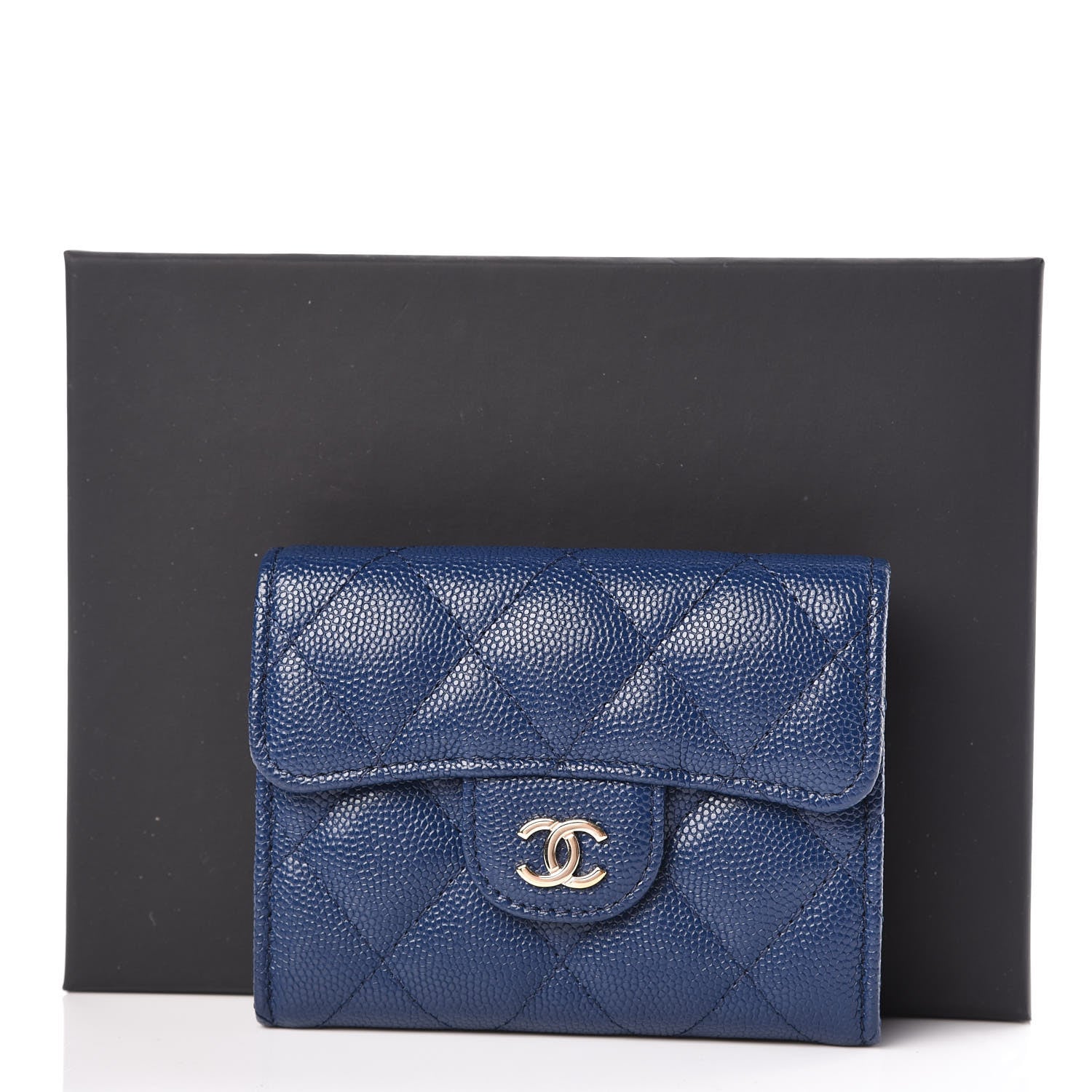 Chanel Caviar Quilted Flap Card Holder Navy 9 of 9