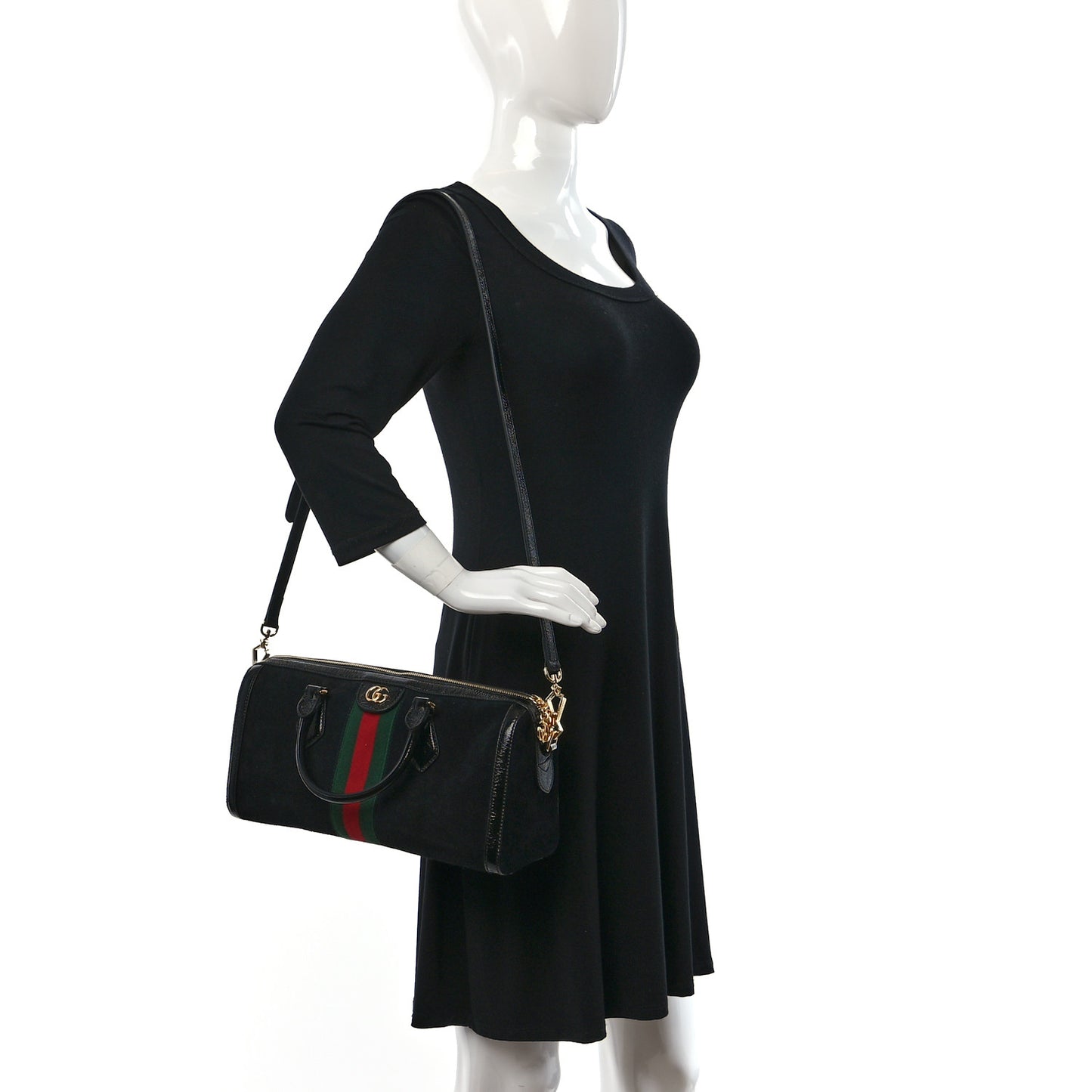 Suede Patent GG Web Medium Ophidia Boston Black