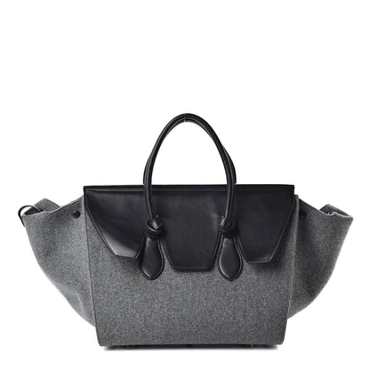 Celine Felt Calfskin Medium Tie Knot Tote Grey Black 1 of 12