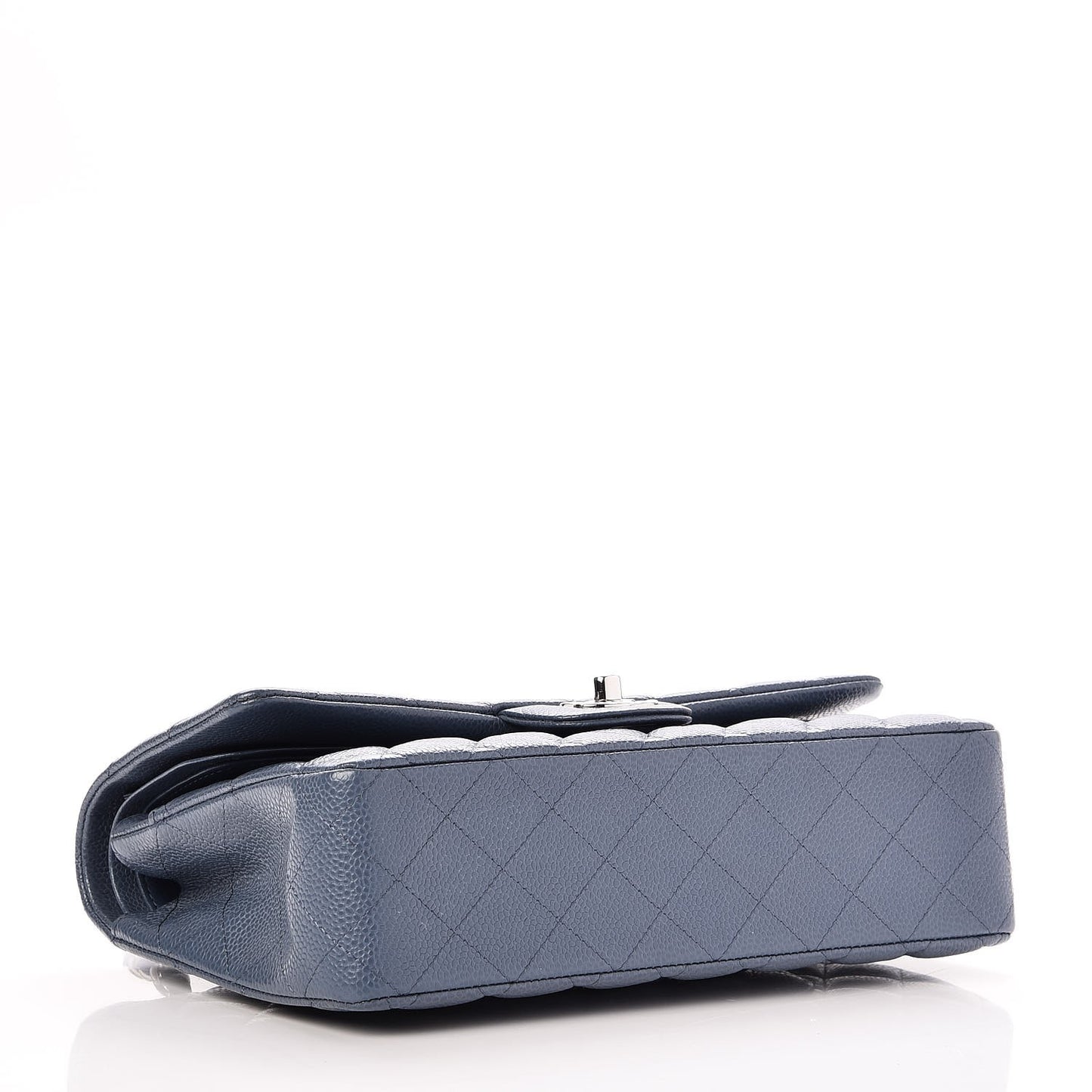 Caviar Quilted Medium Double Flap Blue