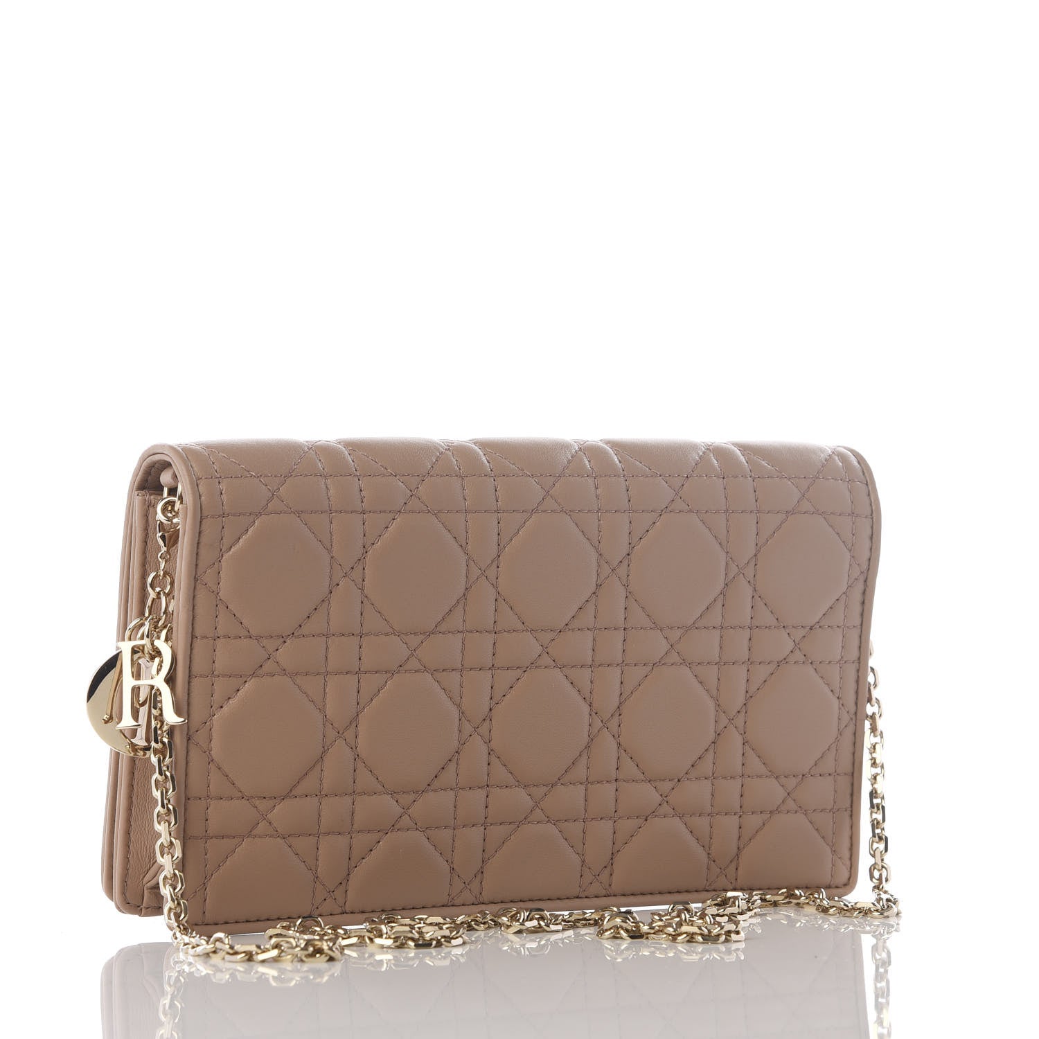 Christian Dior Lambskin Cannage Lady Dior Pouch Beige 3 of 13