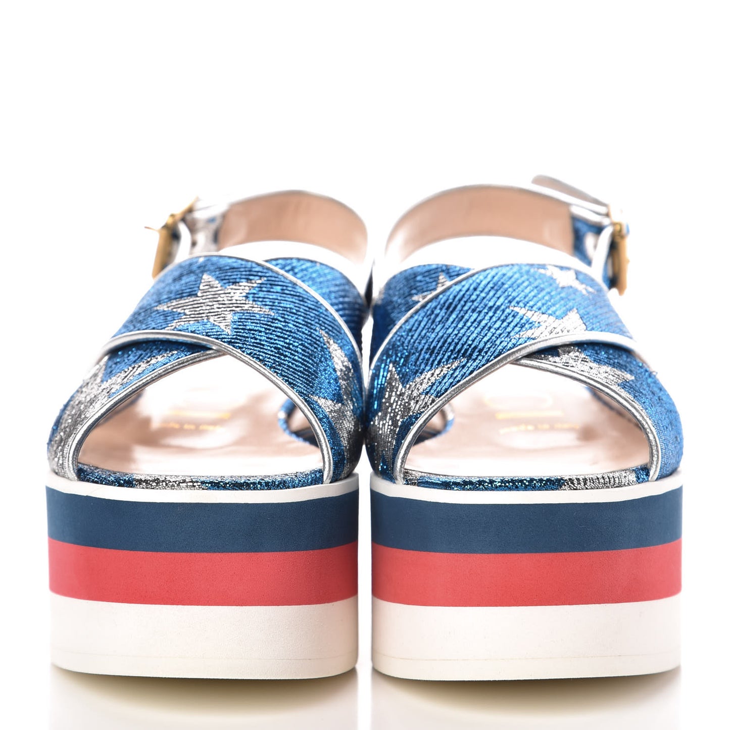 Lurex Starry Sky Crossover Platform Sandals 35 Bleuette Silver