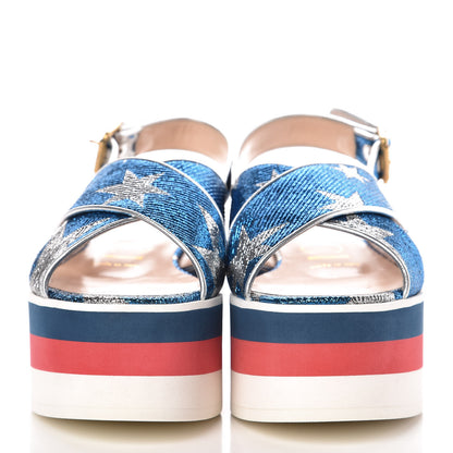 Gucci Lurex Starry Sky Crossover Platform Sandals 35 Bleuette Silver 2 of 8