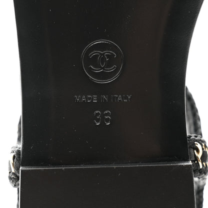 Chanel Lambskin Embroidered CC Thong Sandals 36 Black 7 of 10