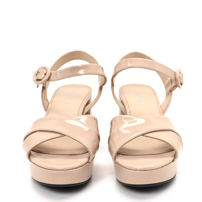 Prada Vernice Crisscross Platform 20/65mm Sandals 38.5 Beige 3 of 10
