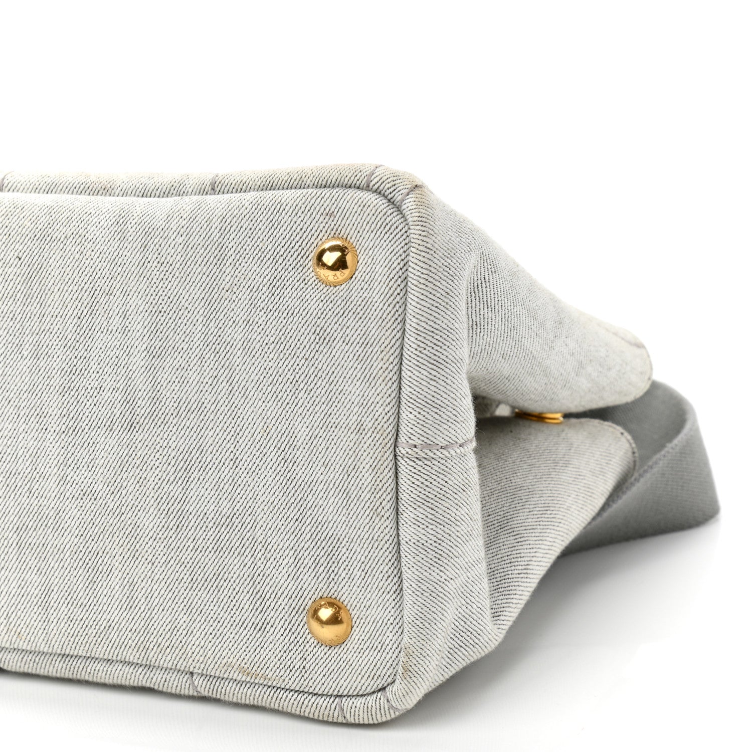 Prada Denim Small Logo Tote Bianco 11 of 12