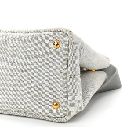 Prada Denim Small Logo Tote Bianco 11 of 12
