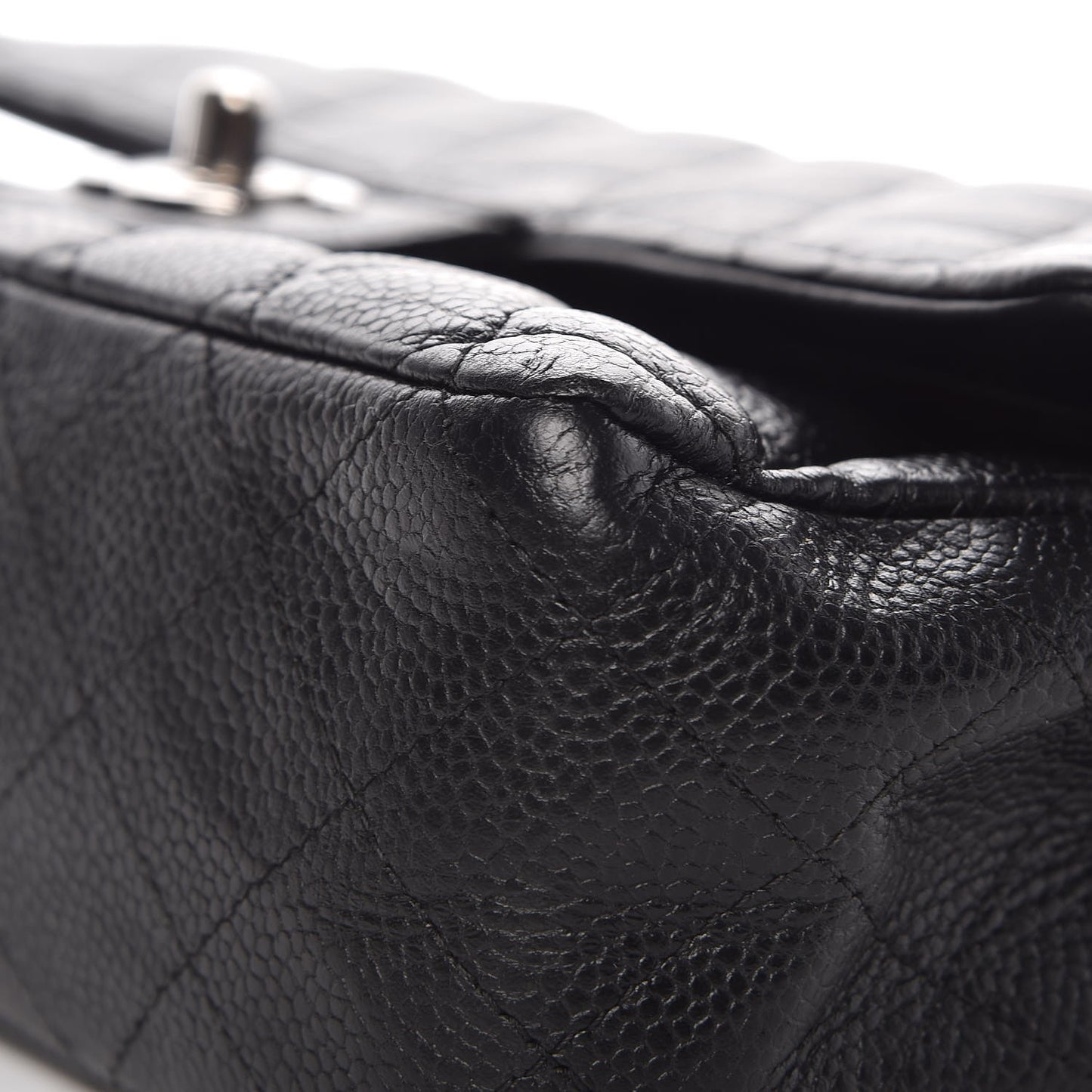 Caviar Quilted Medium Double Flap Black
