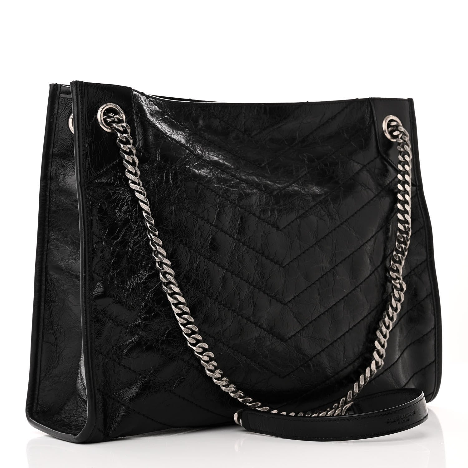 Saint Laurent SAINT LAURENT Crinkled Calfskin Matelasse Monogram Medium Niki Shopper Tote Black 2 of 10
