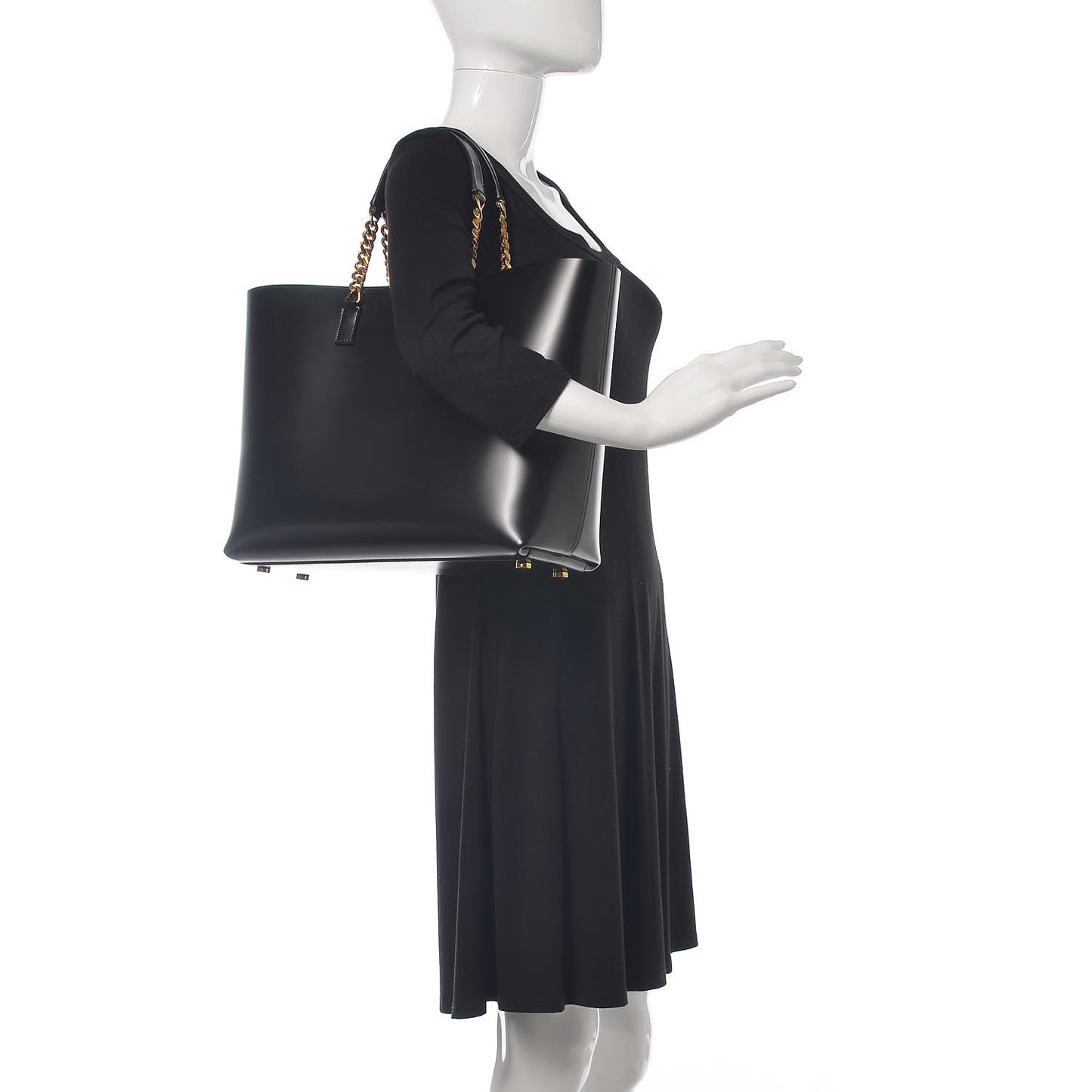 Calfskin Large Paris Shopper Tote Black