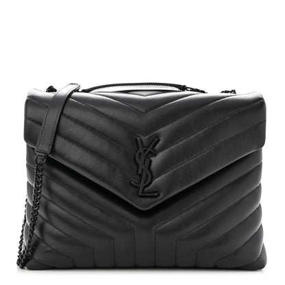 Saint Laurent Calfskin Y Quilted Monogram Monochrome Medium Loulou Chain Satchel Black 1 of 9