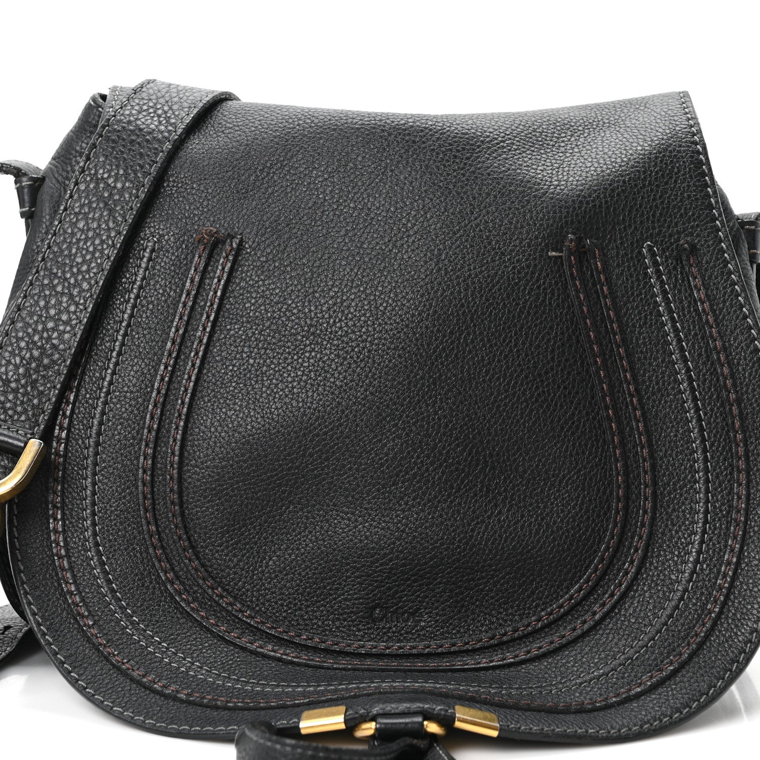 Chloe Grained Calfskin Medium Marcie Saddle Bag Black 8 of 10