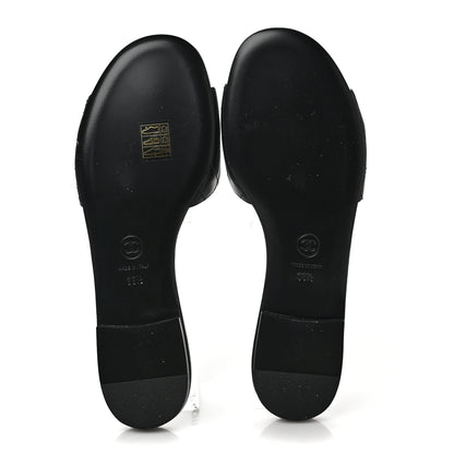 Chanel Lambskin Quilted CC Turnlock Sandals 38.5 Black 5 of 8