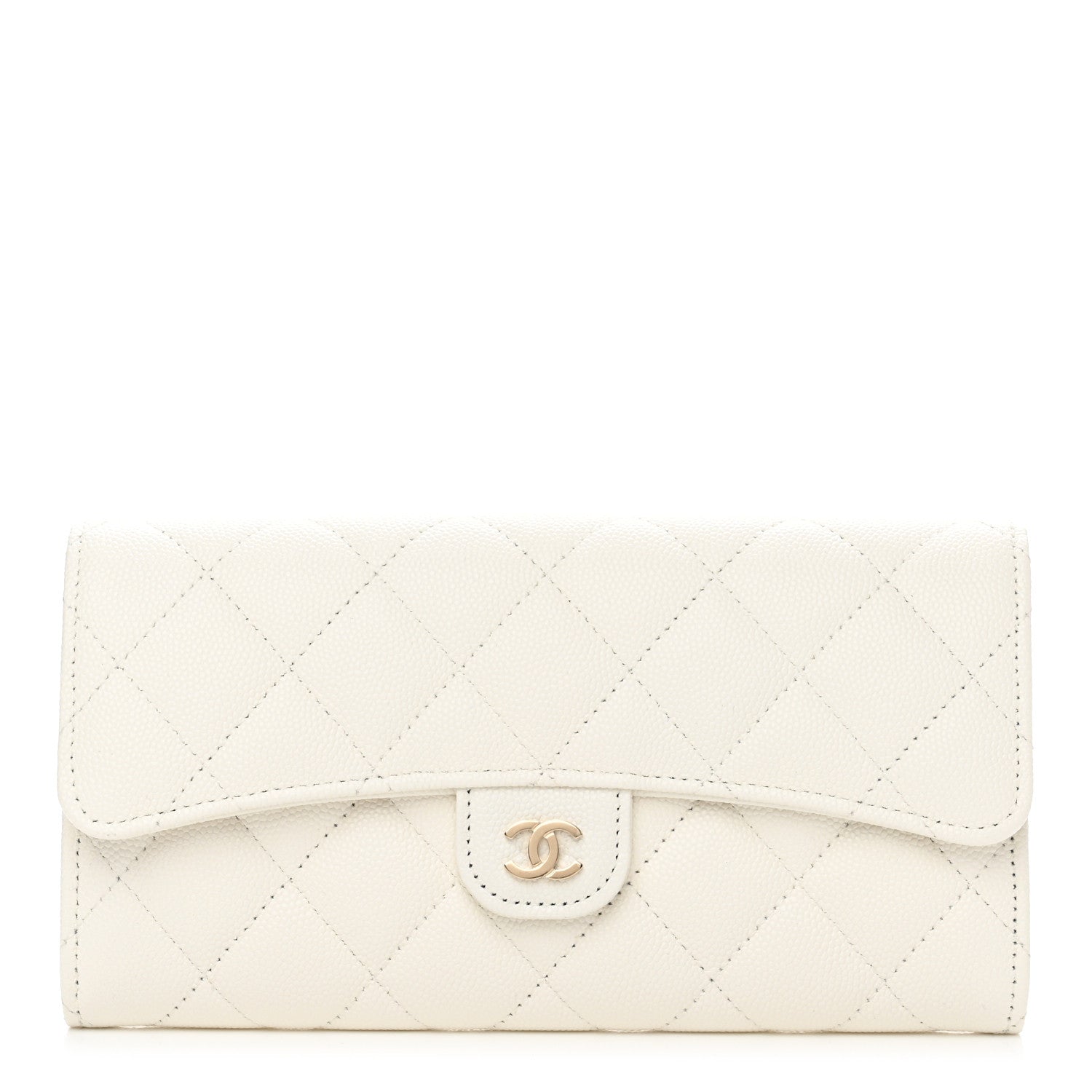 Chanel Caviar Quilted Large Flap Wallet White 1 of 9