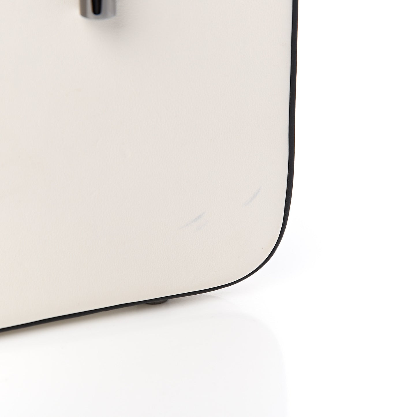 Calfskin Top Handle Bag White Black