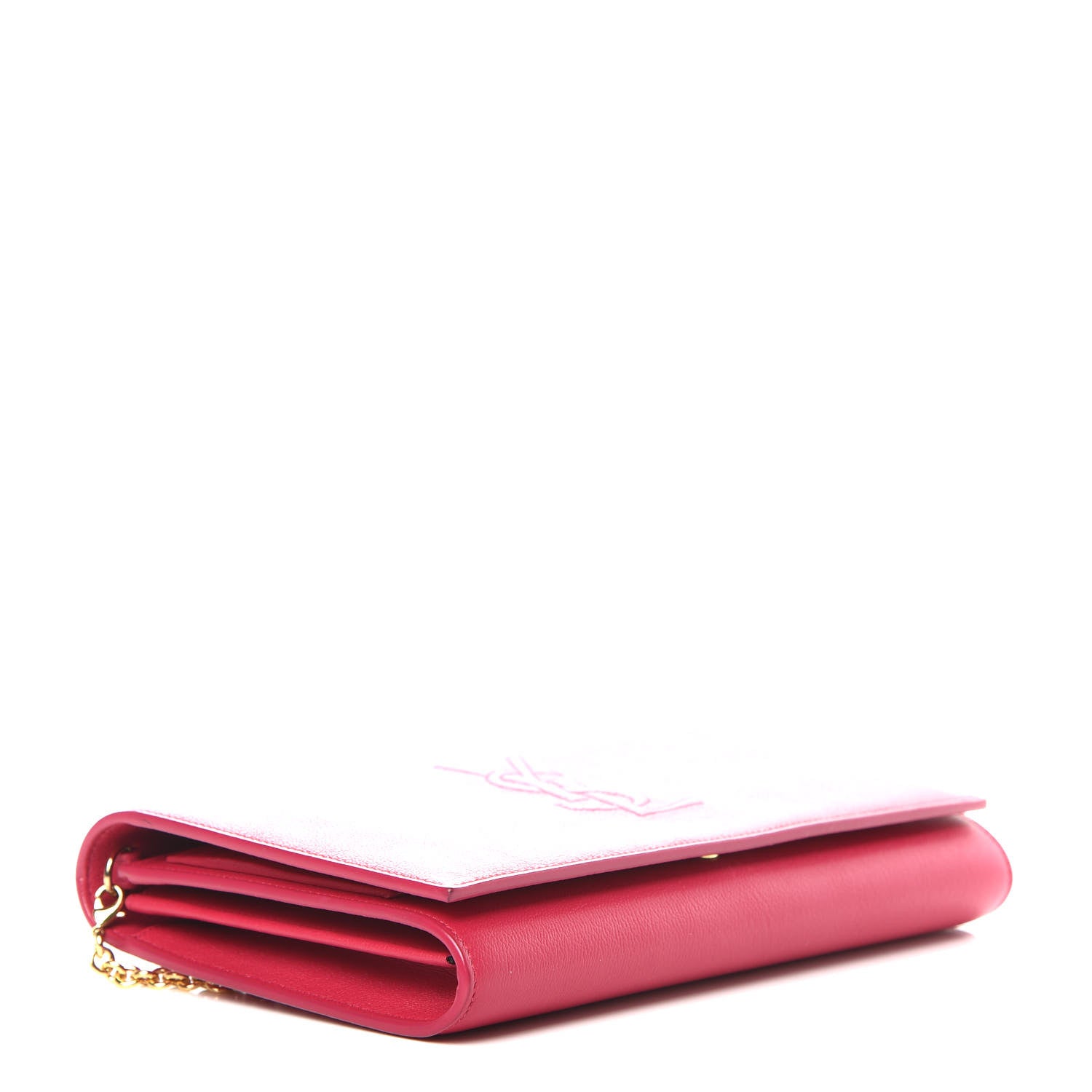 Saint Laurent Calfskin Belle de Jour Chain Clutch Fuchsia 4 of 13