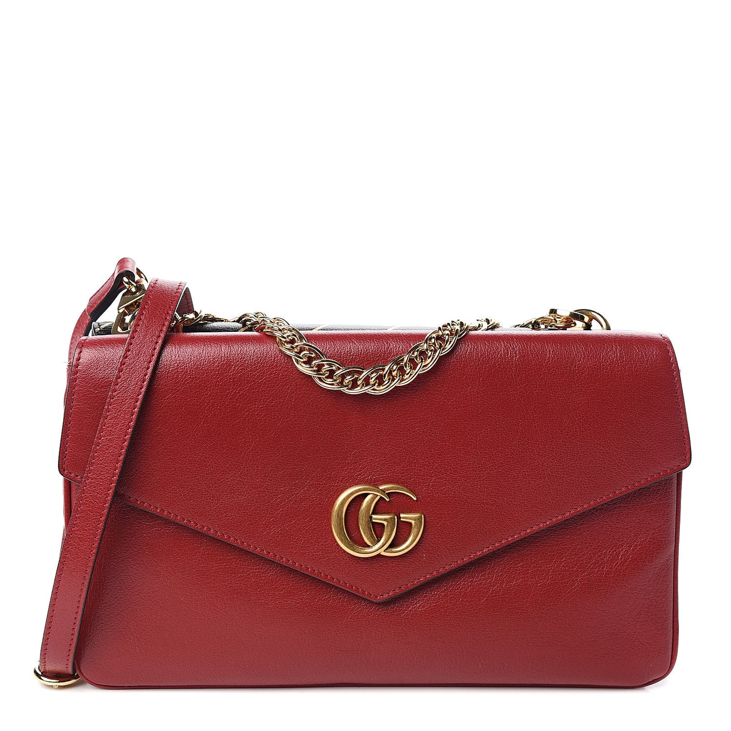 Calfskin Diagonal GG Medium Thiara Double Envelope Shoulder Bag Black Red