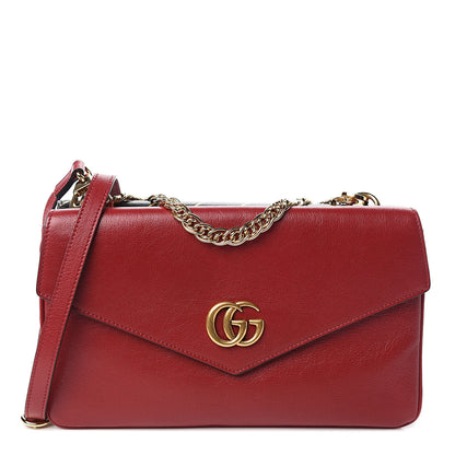 Gucci Calfskin Diagonal GG Medium Thiara Double Envelope Shoulder Bag Black Red 1 of 12