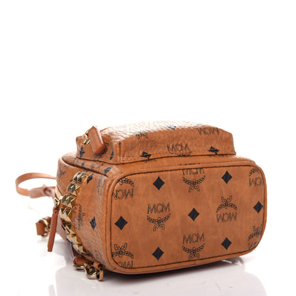 MCM Visetos Side Stud X-Mini Stark Bebe Boo Backpack Cognac 3 of 8