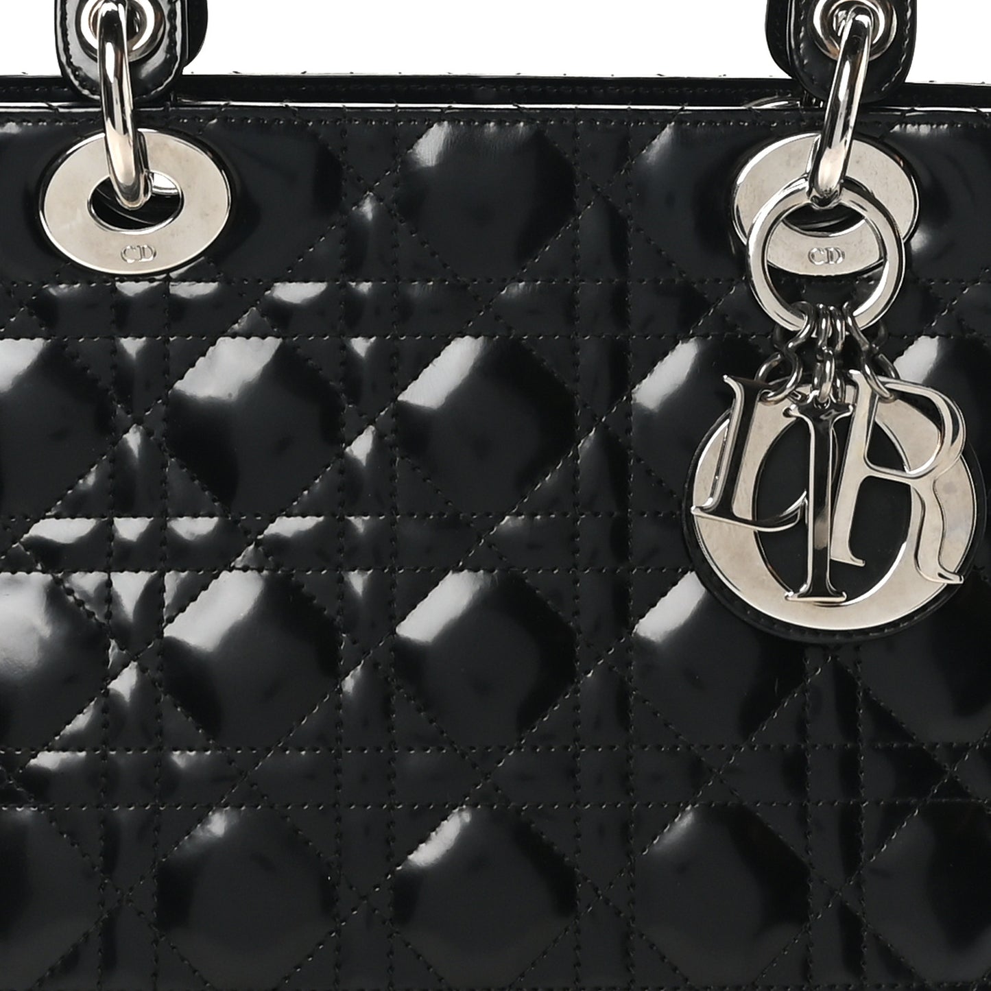 Patent Cannage Medium Lady Dior Black
