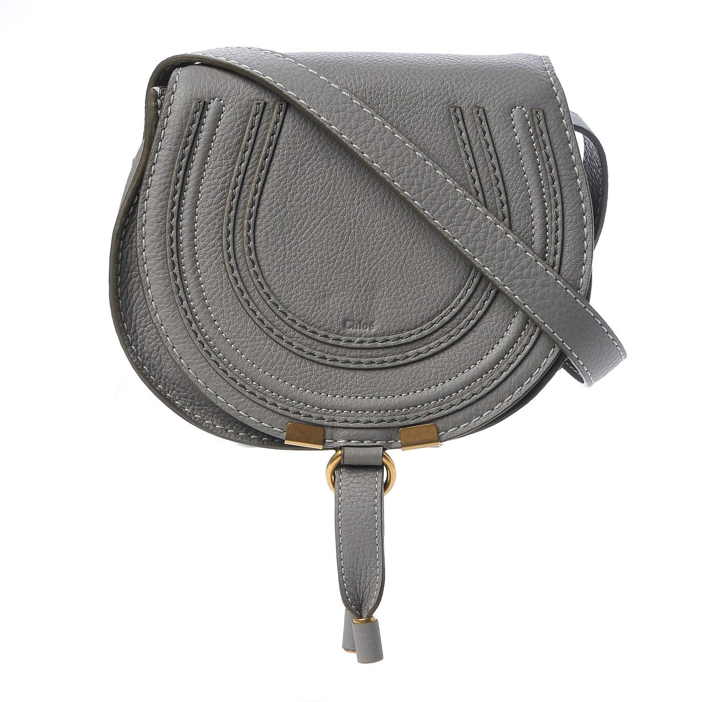 Calfskin Mini Marcie Round Crossbody Bag Cashmere Grey