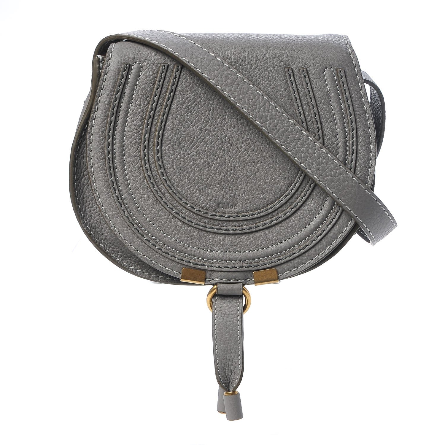 Chloe Calfskin Mini Marcie Round Crossbody Bag Cashmere Grey 1 of 9