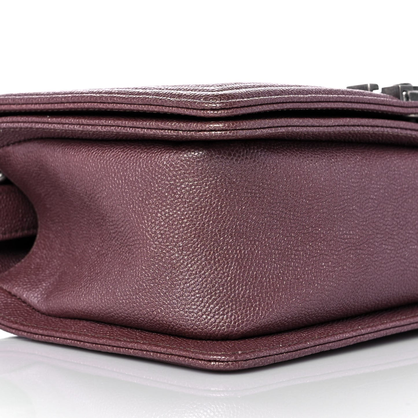 Metallic Caviar Chevron Quilted Medium Boy Flap Dark Pink