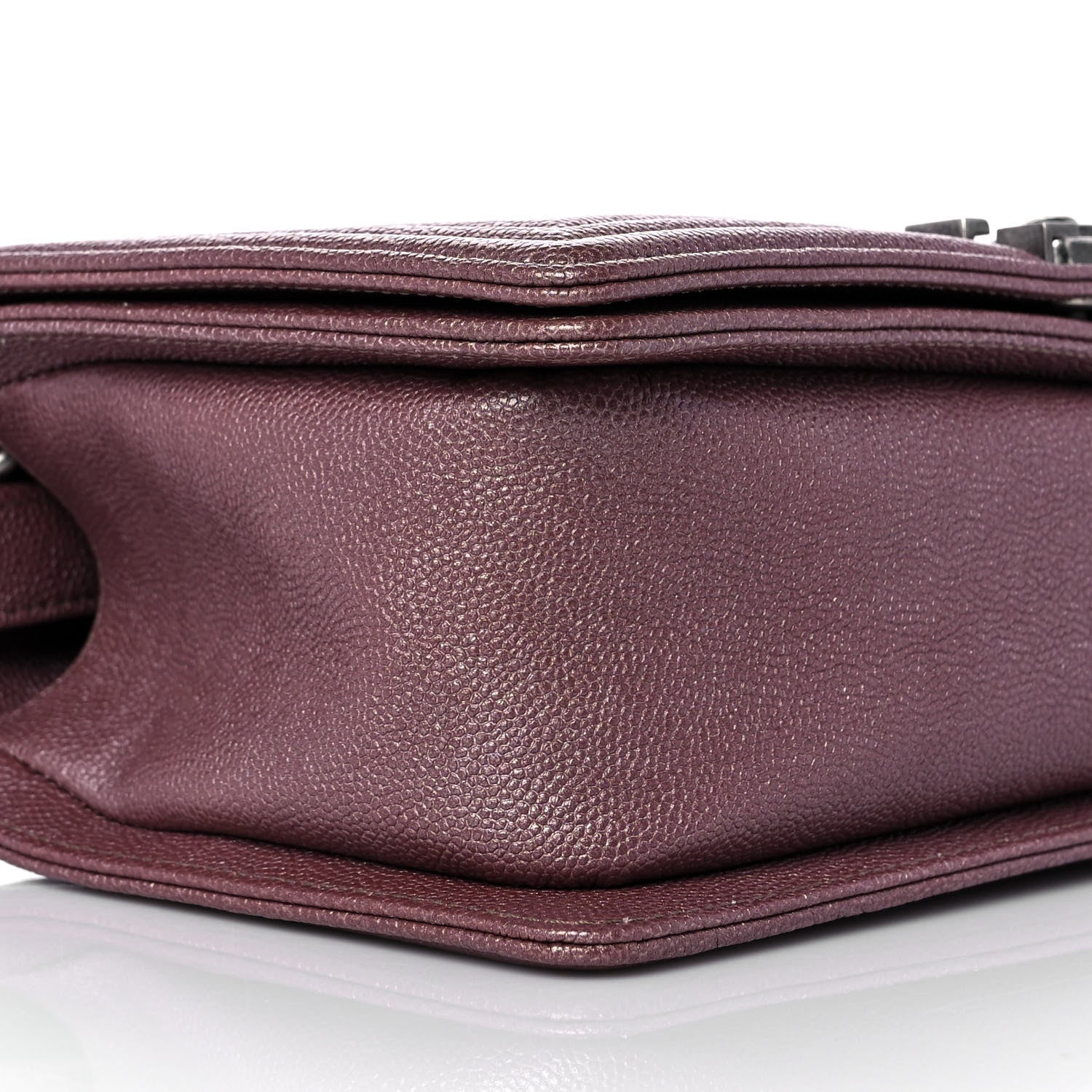 Chanel Metallic Caviar Chevron Quilted Medium Boy Flap Dark Pink 8 of 9