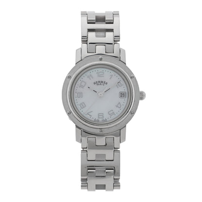 Hermes Stainless Steel Mother of Pearl 24mm Clipper Quartz Watch 1 of 4