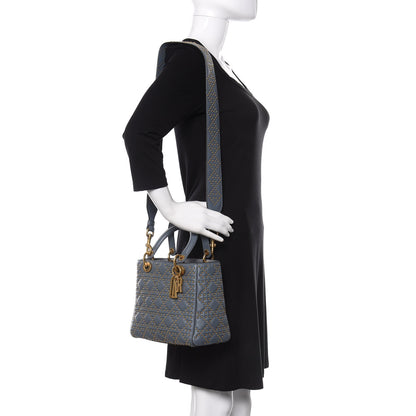 Christian Dior Calfskin Cannage Studded Medium Supple Lady Dior Grey 2 of 11