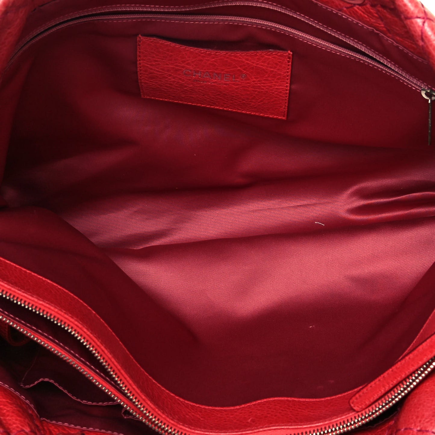 Glazed Calfskin Large On The Road Tote Red