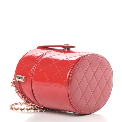 Chanel Patent Quilted Small Round Vanity With Chain Red 4 of 10