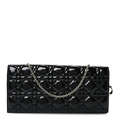 Christian Dior Patent Cannage Lady Dior Rendezvous Wallet On Chain Black 1 of 10