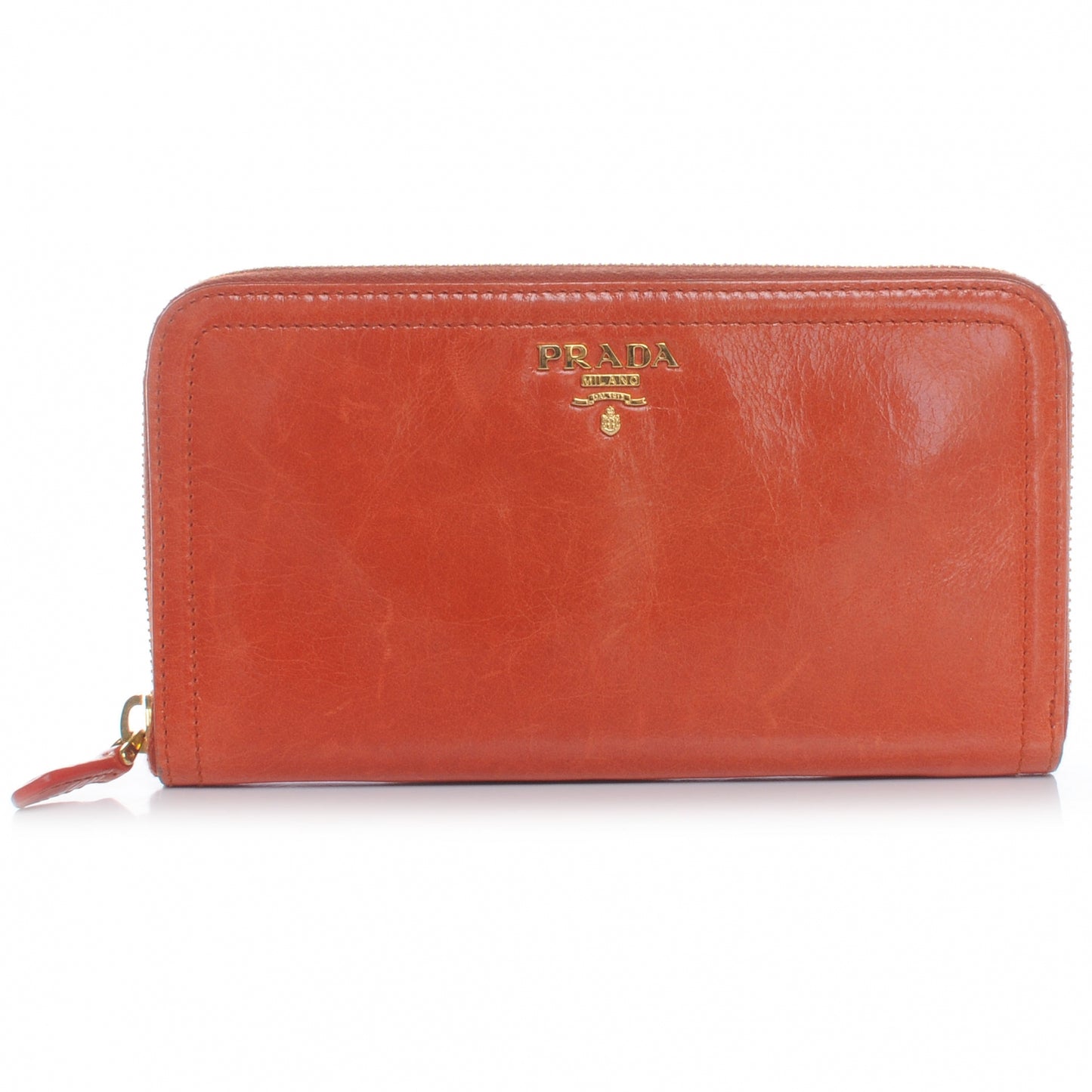 Vitello Shine Zip Around Wallet Mandarino