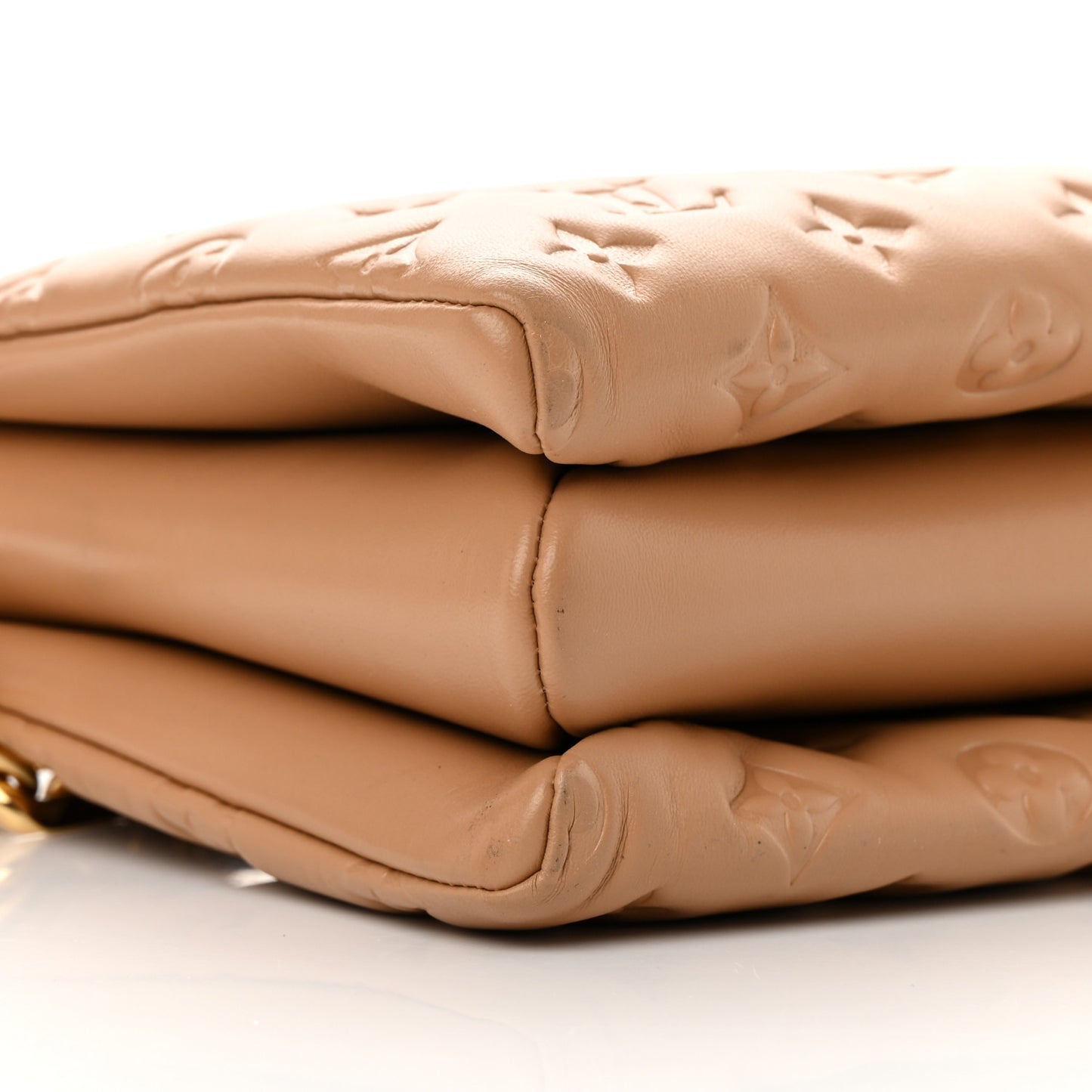 Lambskin Embossed Monogram Coussin PM Camel