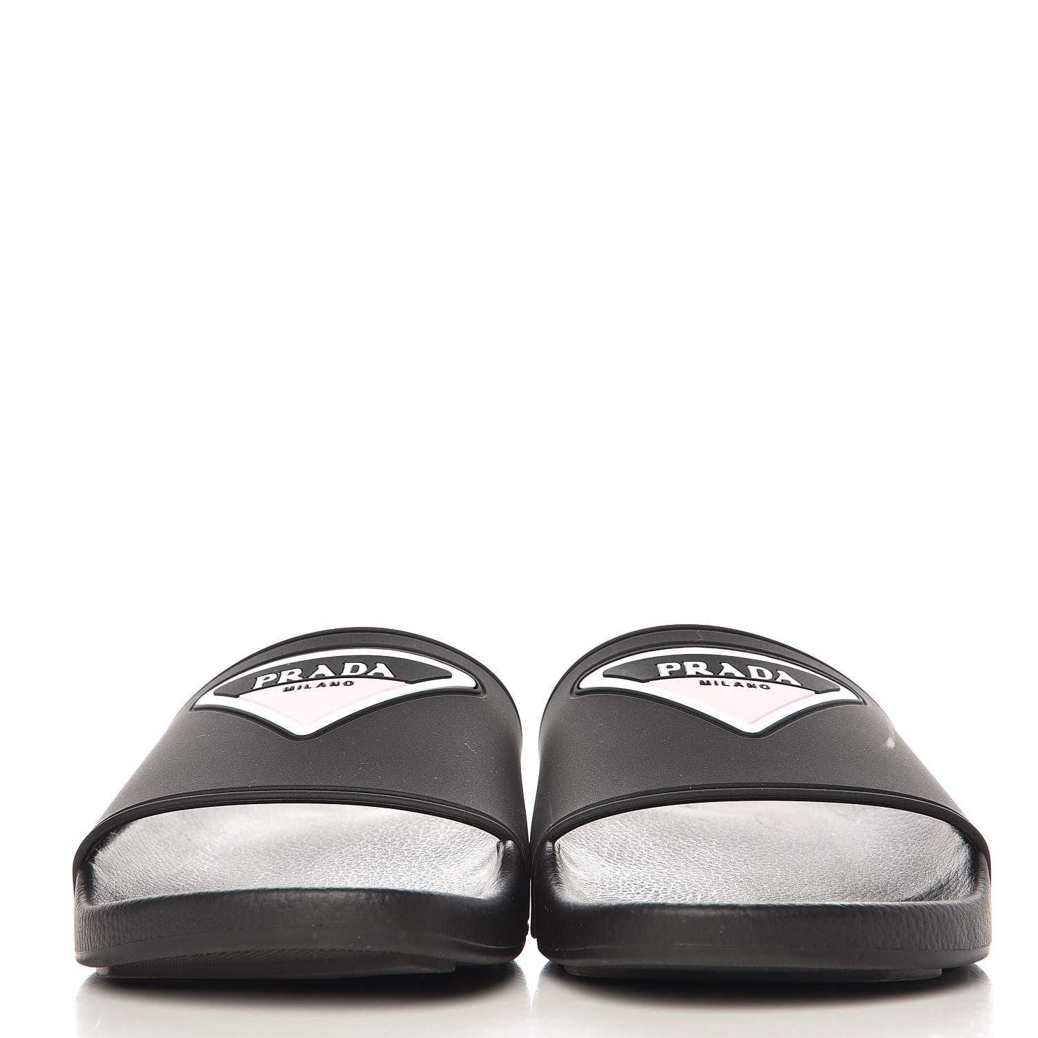 Prada PVC Logo Embossed Pool Slide Sandals 40 Black 3 of 8