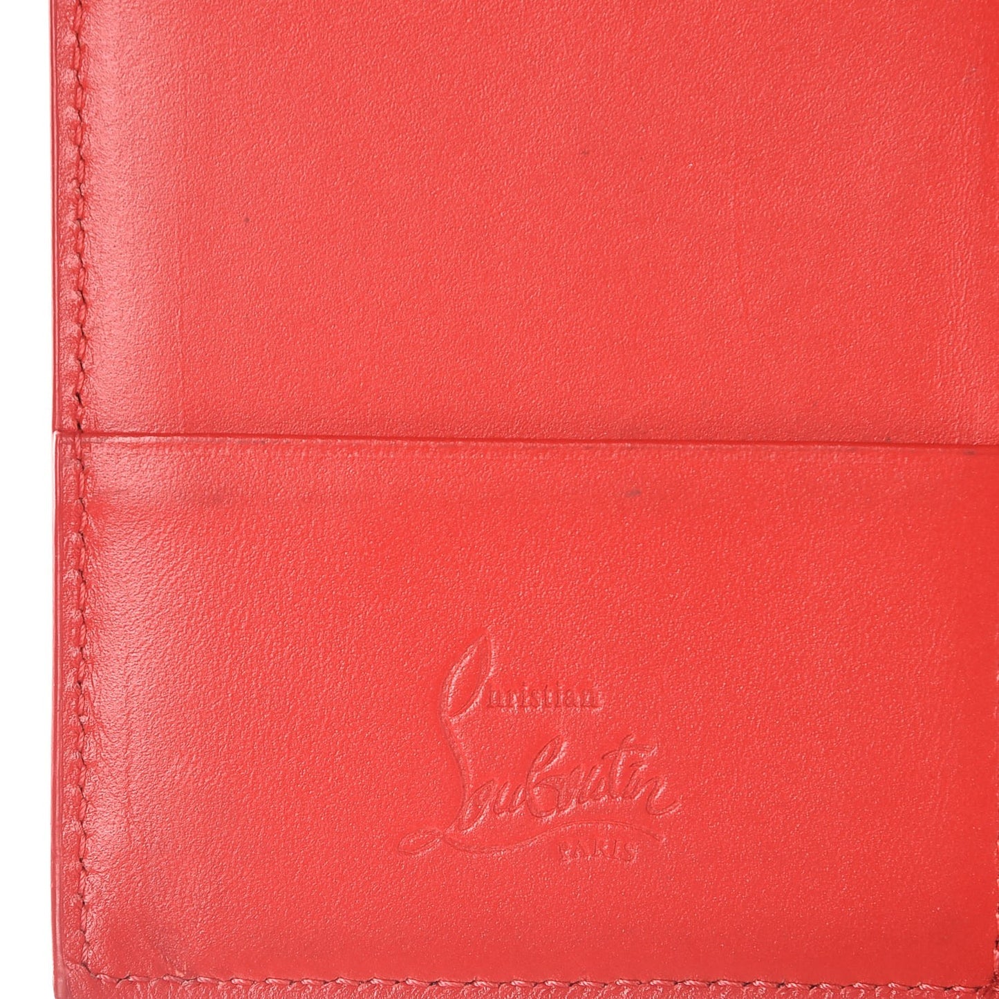 Calfskin Studded Loubipass Passport Holder Black