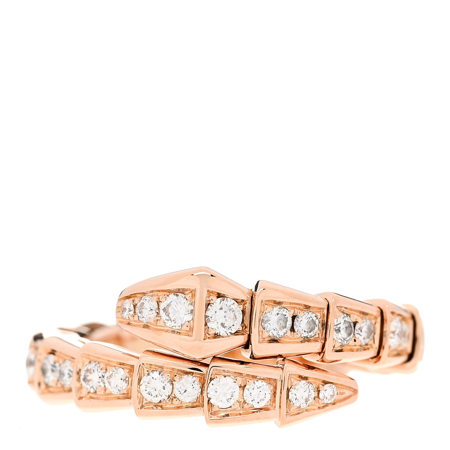 18K Rose Gold Diamond Serpenti Viper Pave Ring M
