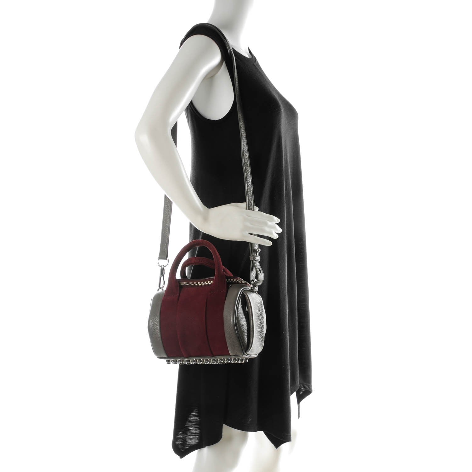 Alexander Wang Nubuck Soft Pebbled Calfskin Mini Rockie Beet Stone Rhodium Hardware 2 of 8