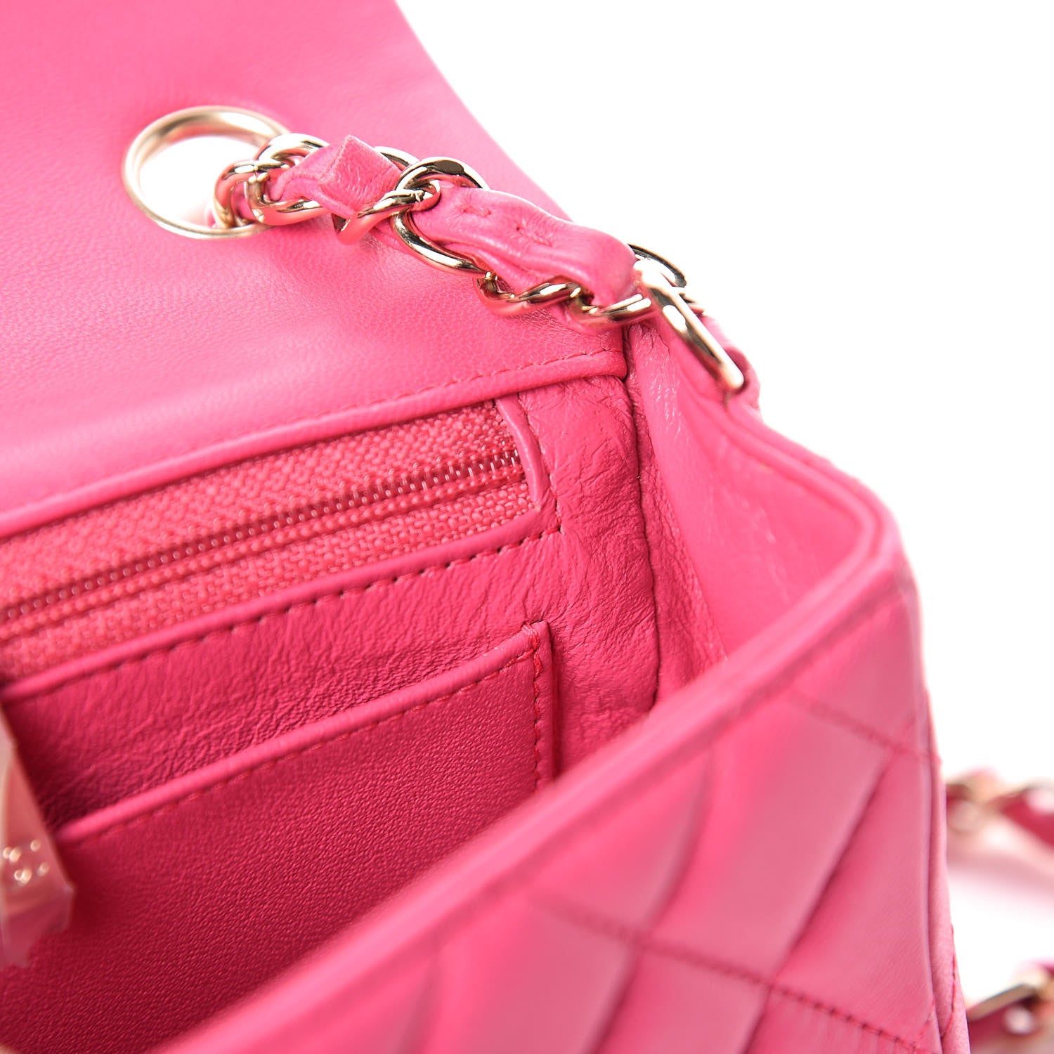 Chanel Lambskin Quilted Mini Rectangular Flap Fuchsia 8 of 21