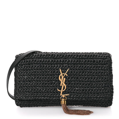 Saint Laurent Raffia Monogram Tassel Kate 99 Black 1 of 11