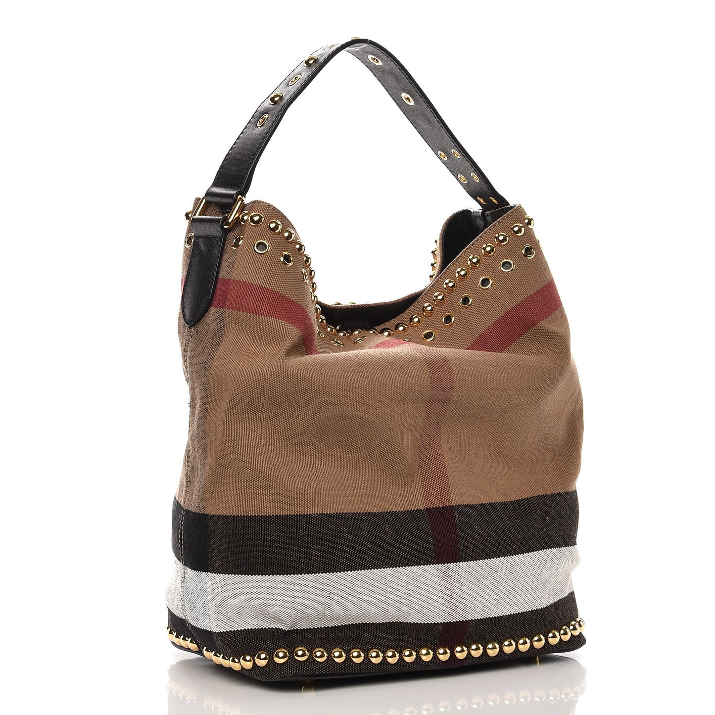 Canvas Mega Check Studded Medium Ashby Bucket Bag Black
