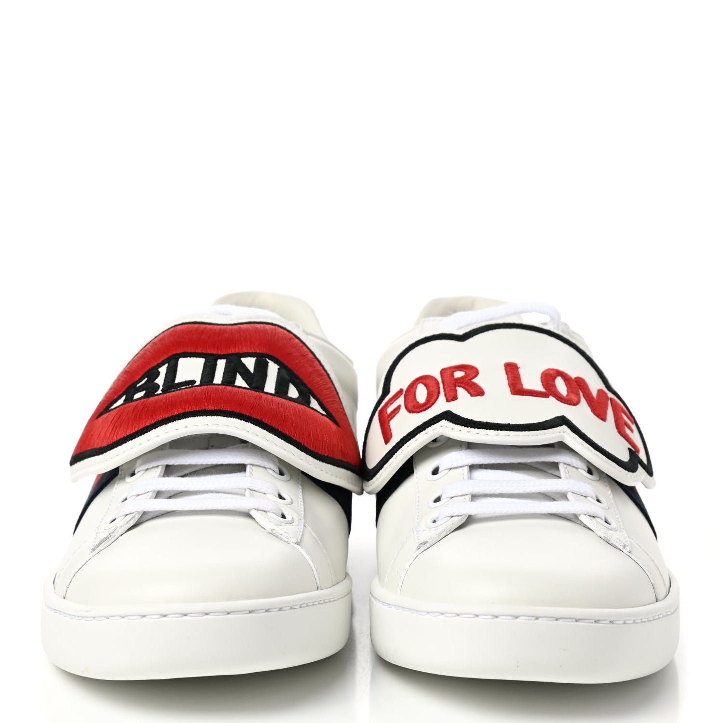 Calfskin Ayers Blind For Love Embroidered Womens Ace Sneakers 37.5 White