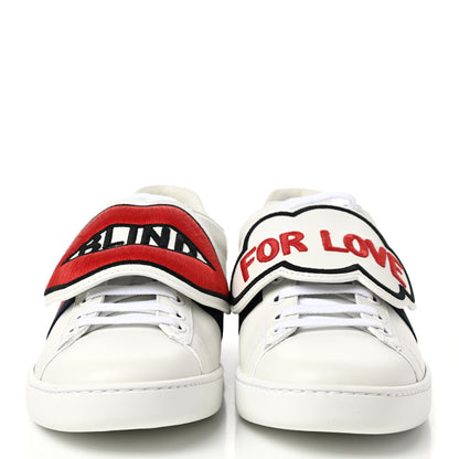 Gucci Calfskin Ayers Blind For Love Embroidered Womens Ace Sneakers 37.5 White 2 of 10