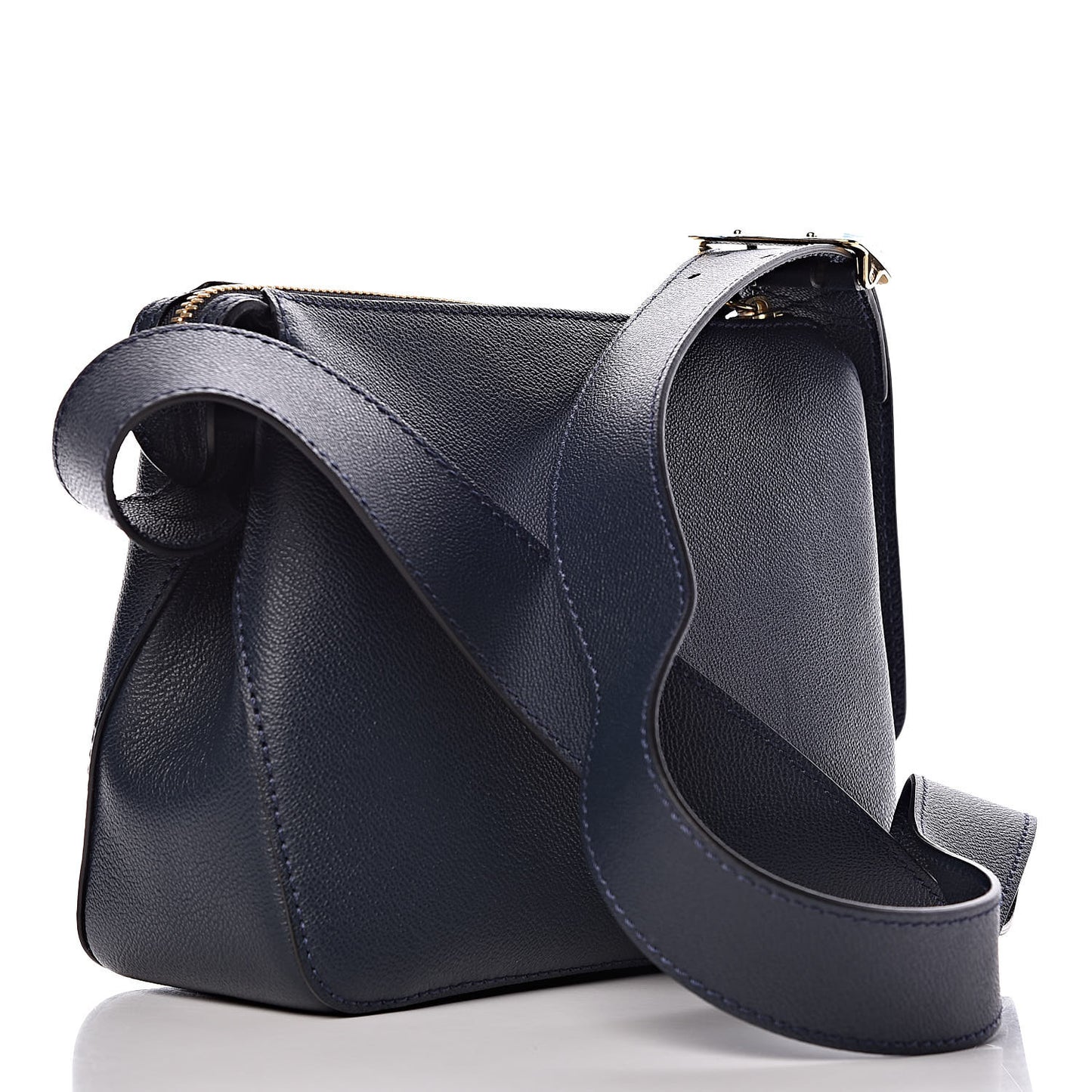 Soft Grain Calfskin House Check Small Helmsley Crossbody Blue Carbon