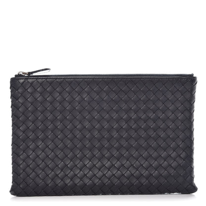 Bottega Veneta Nappa Intrecciato Flat Zip Pouch Denim 1 of 10